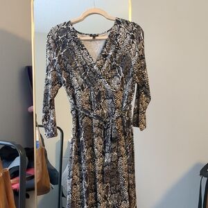 Talbots Black and White Snakeskin Long Sleeve Dress
